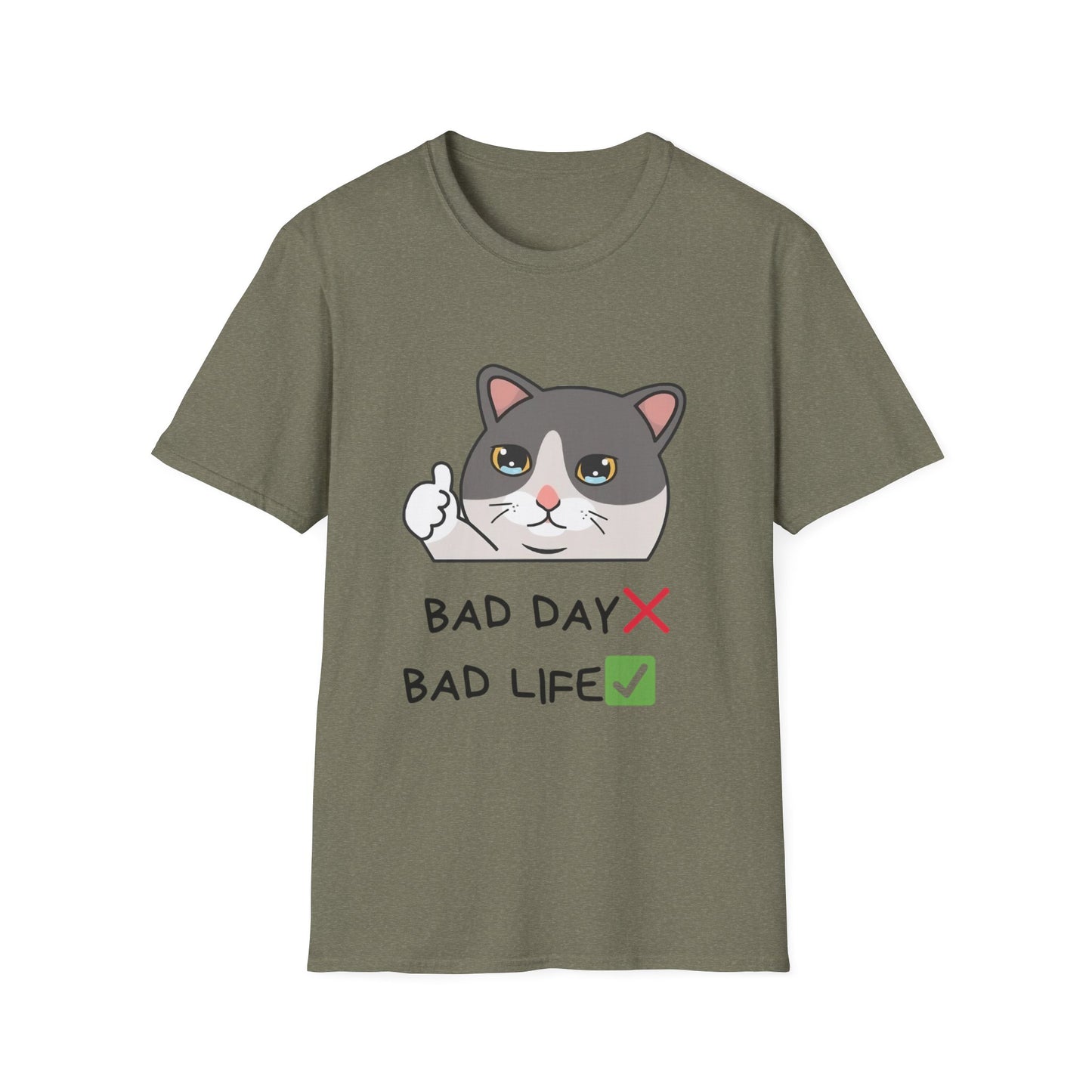 Cute Cat 'Bad Day' Unisex Softstyle T-Shirt - Perfect for Cat Lovers!