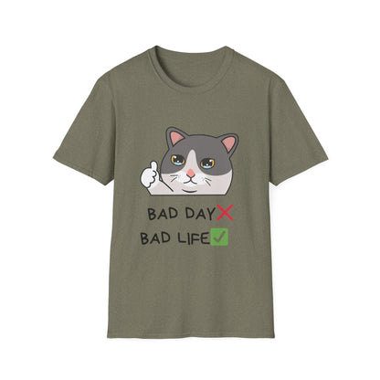 Cute Cat 'Bad Day' Unisex Softstyle T-Shirt - Perfect for Cat Lovers!