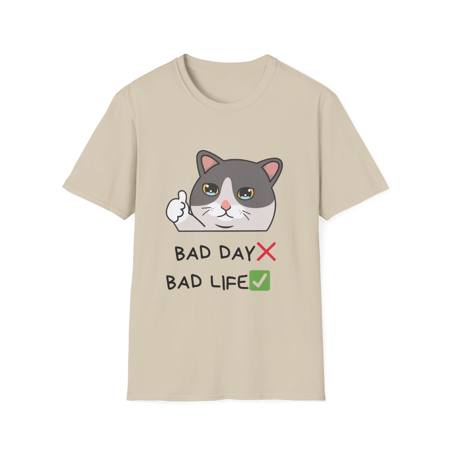 Cute Cat 'Bad Day' Unisex Softstyle T-Shirt - Perfect for Cat Lovers!