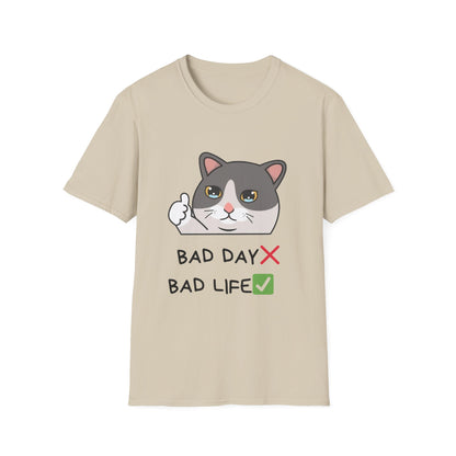Cute Cat 'Bad Day' Unisex Softstyle T-Shirt - Perfect for Cat Lovers!