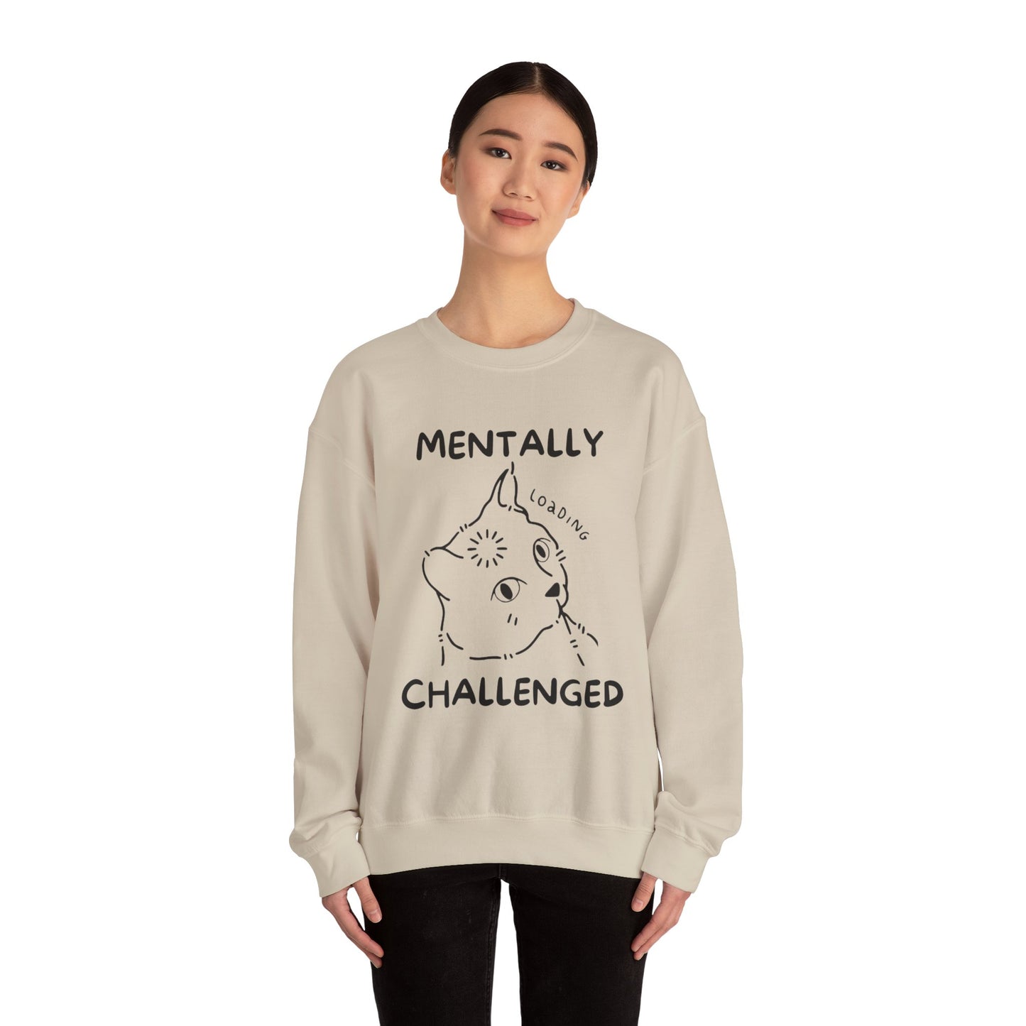 Mentally Challenged Cat Crewneck Sweatshirt - Unisex Heavy Blend™