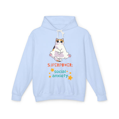 Superpower: Social Anxiety Unisex Lightweight Hooded Sweatshirt