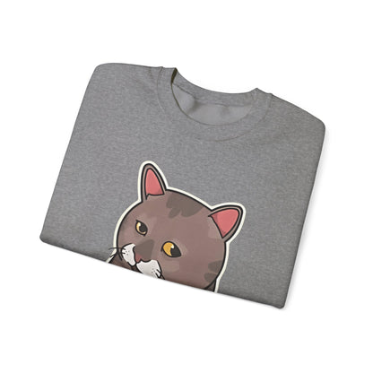 "Me When They Start Small Talk" Funny Cat Crewneck Sweatshirt