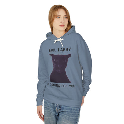 Evil Larry Unisex Lightweight Hooded Sweatshirt - Spooky Cat Design