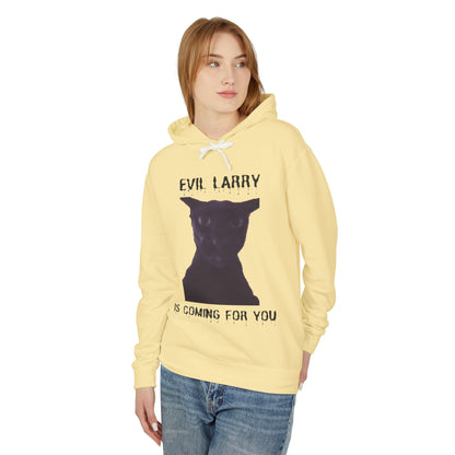 Evil Larry Unisex Lightweight Hooded Sweatshirt - Spooky Cat Design