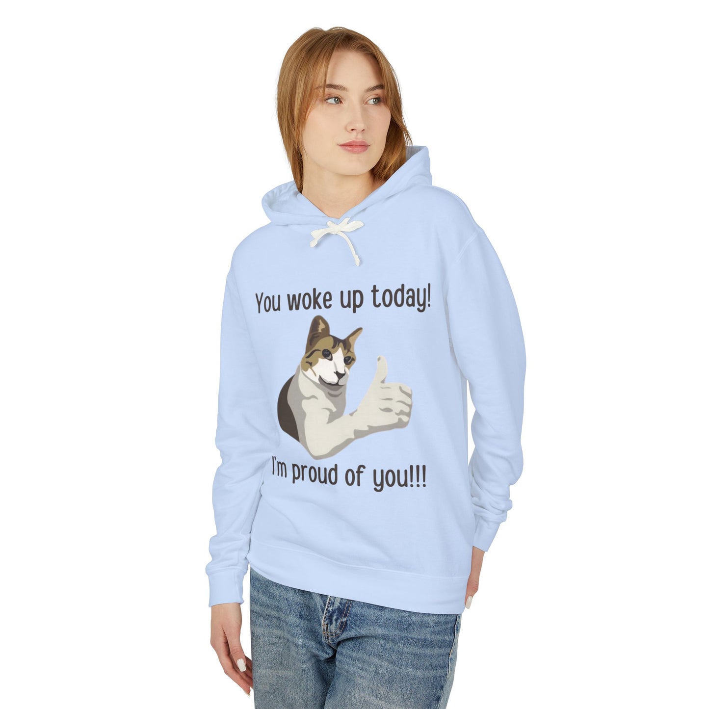 Proud of you Kitty Unisex Lightweight Hooded Sweatshirt