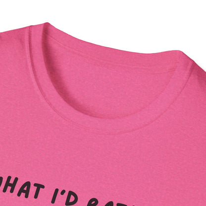 Cute Cat Sleepy Vibes Unisex Softstyle T-Shirt - "What I'd Rather Be Doing"