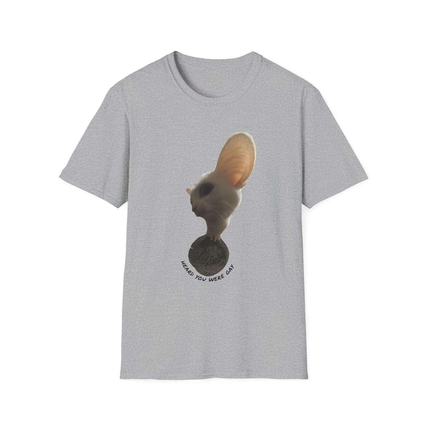 Heard you were 🏳️‍🌈- Cute Feline Graphic Unisex Softstyle T-Shirt – Perfect for Cat Lovers