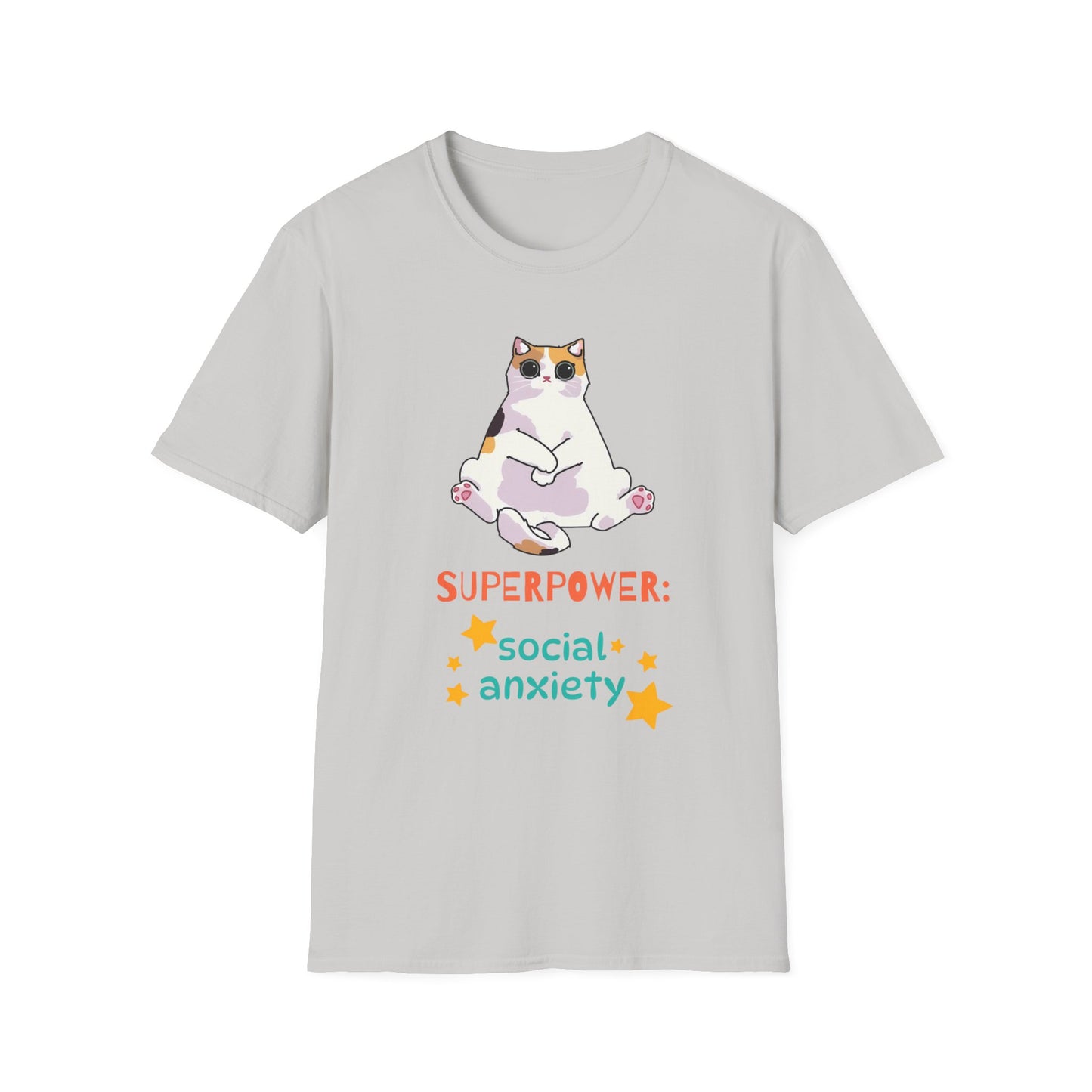 Superpower: Social Anxiety Unisex T-Shirt - Cute Cat Design