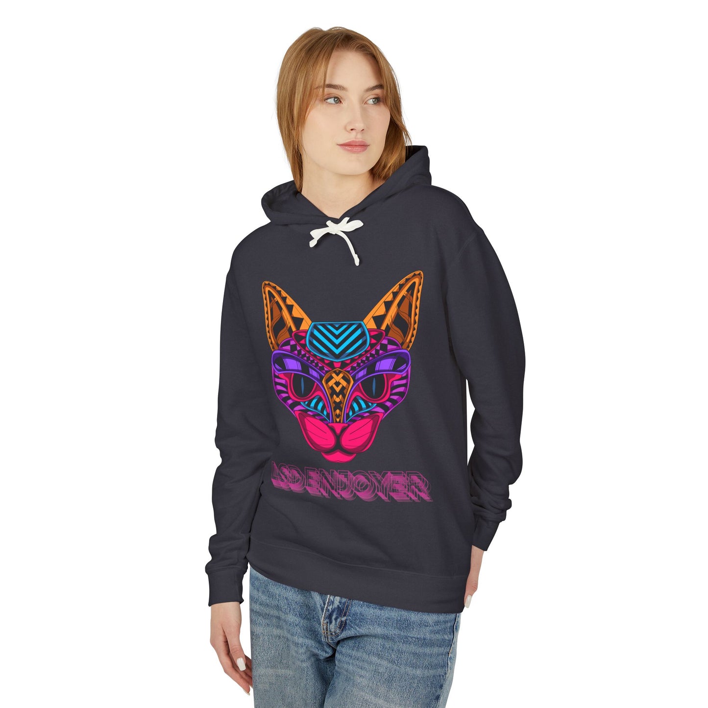 LSD ENJOYER - Colorful Fox Design Unisex Lightweight Hooded Sweatshirt - Perfect for Festivals and Casual Wear