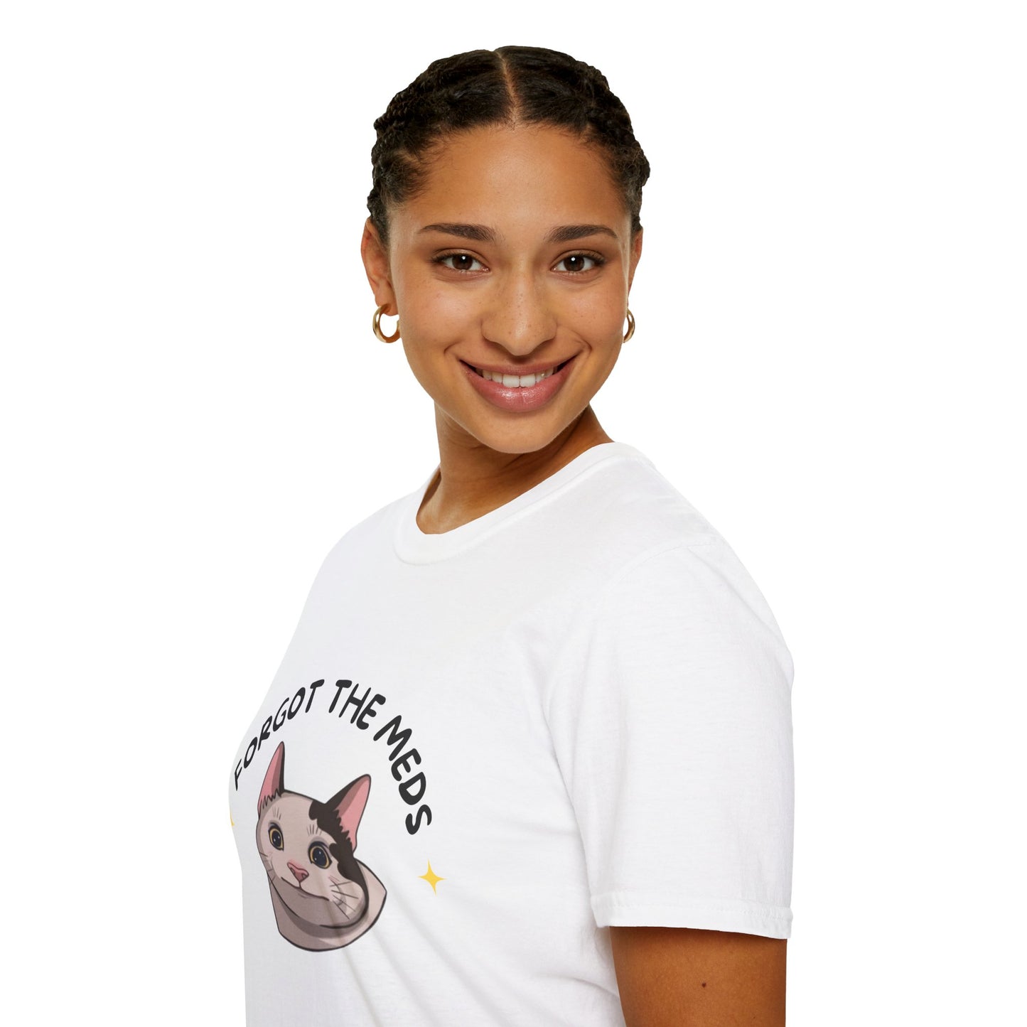 Funny Cat T-Shirt - 'Forgot The Meds' Unisex Softstyle Tee