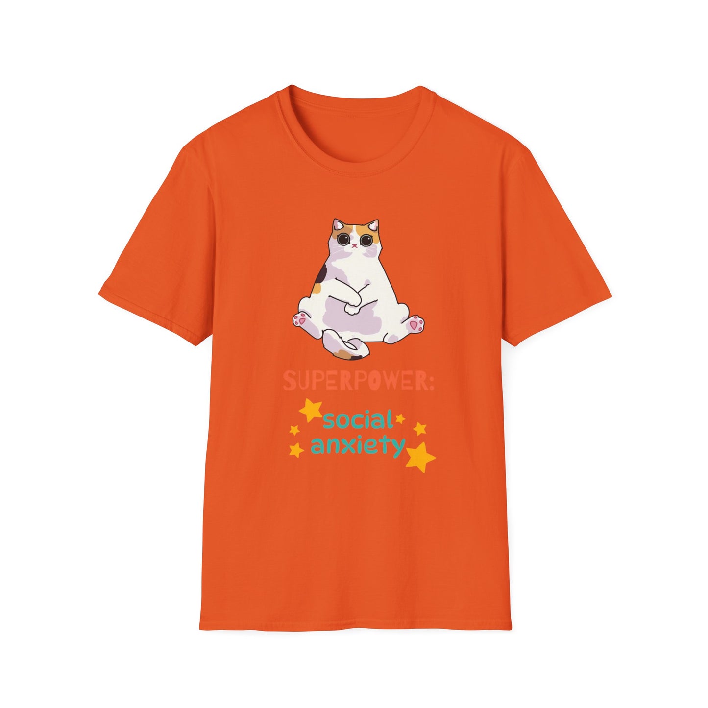 Superpower: Social Anxiety Unisex T-Shirt - Cute Cat Design