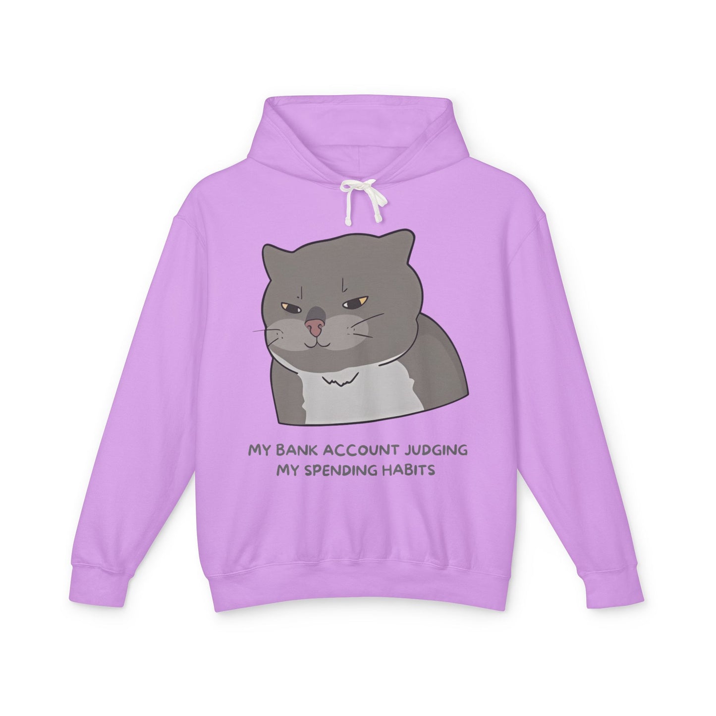 My Bank Account Judging Unisex Lightweight Hooded Sweatshirt - Funny Cat Hoodie for Casual Wear