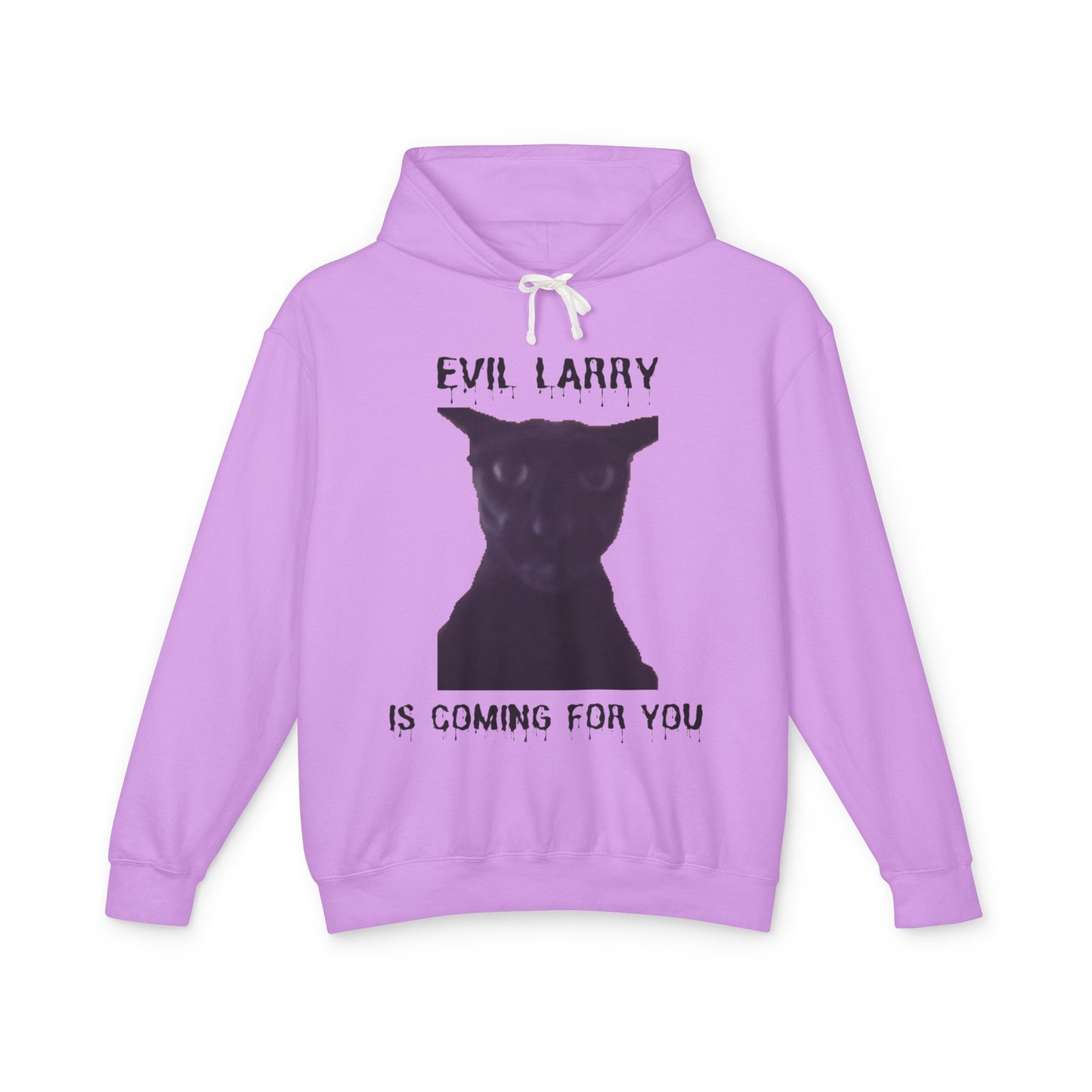 Evil Larry Unisex Lightweight Hooded Sweatshirt - Spooky Cat Design