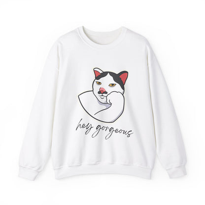 Hey Gorgeous Cat Unisex Heavy Blend Crewneck Sweatshirt