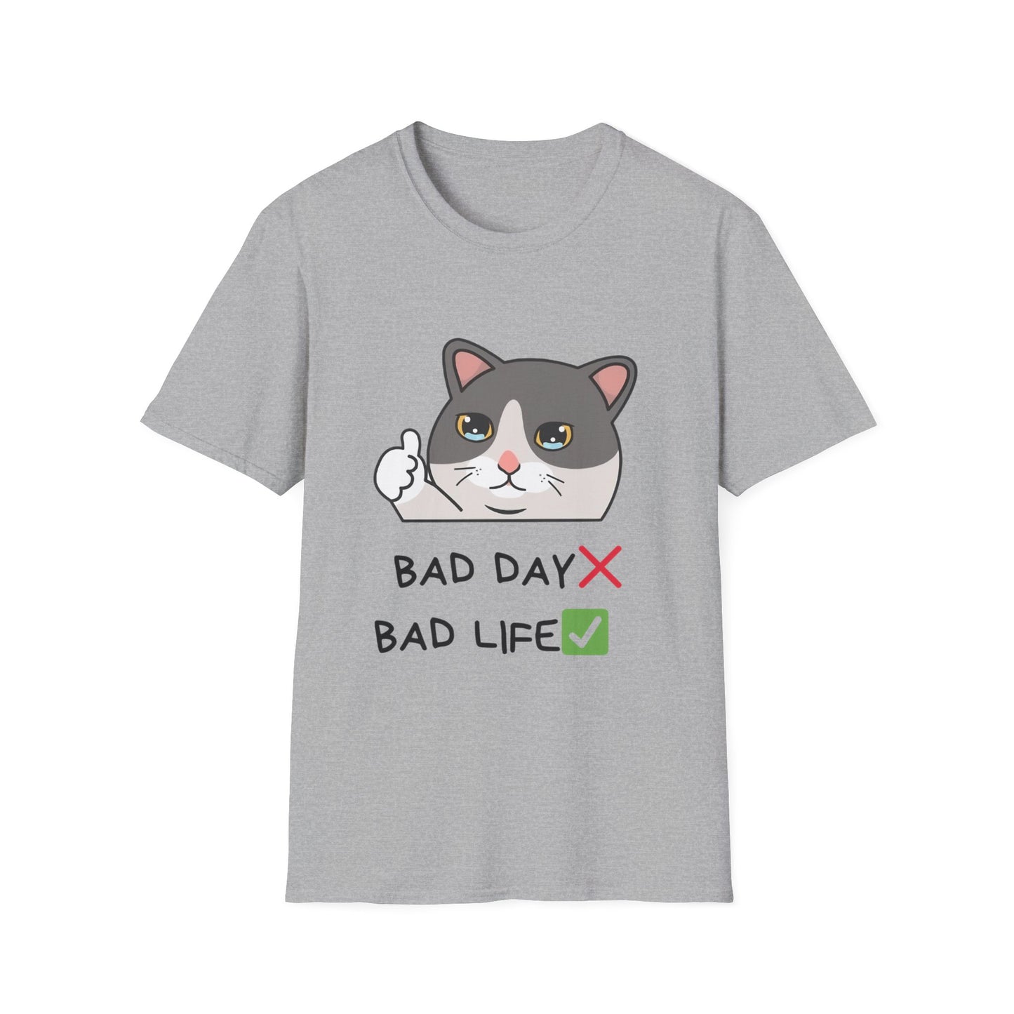 Cute Cat 'Bad Day' Unisex Softstyle T-Shirt - Perfect for Cat Lovers!