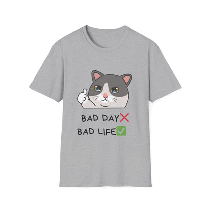 Cute Cat 'Bad Day' Unisex Softstyle T-Shirt - Perfect for Cat Lovers!