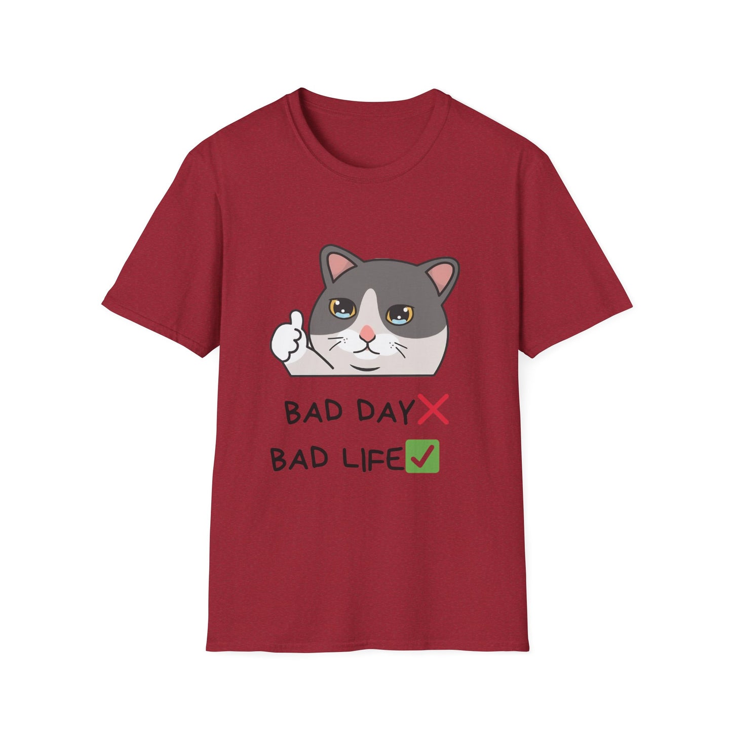 Cute Cat 'Bad Day' Unisex Softstyle T-Shirt - Perfect for Cat Lovers!