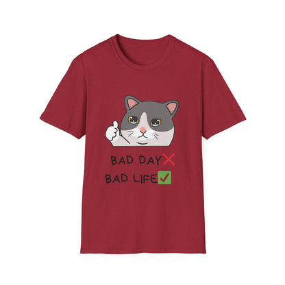 Cute Cat 'Bad Day' Unisex Softstyle T-Shirt - Perfect for Cat Lovers!
