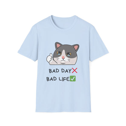 Cute Cat 'Bad Day' Unisex Softstyle T-Shirt - Perfect for Cat Lovers!