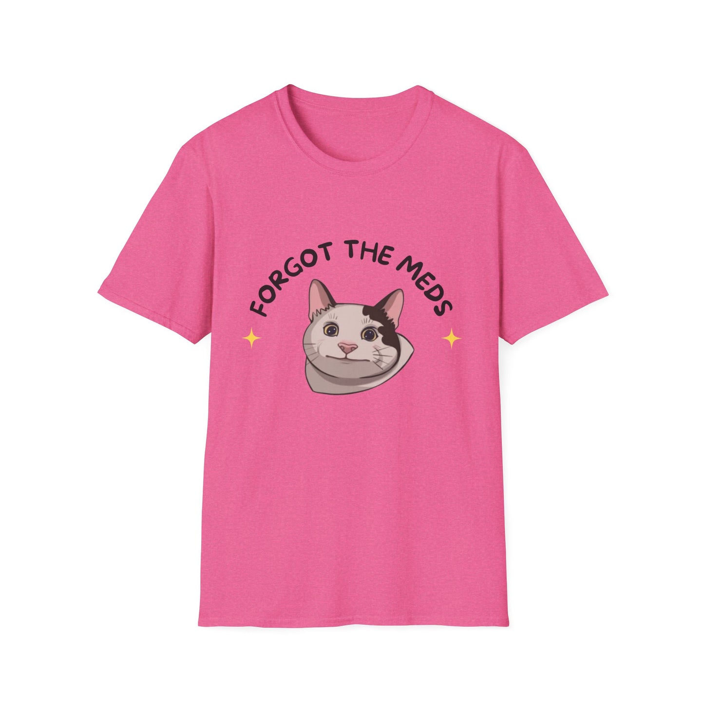 Funny Cat T-Shirt - 'Forgot The Meds' Unisex Softstyle Tee