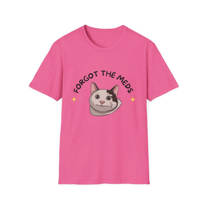 Funny Cat T-Shirt - 'Forgot The Meds' Unisex Softstyle Tee