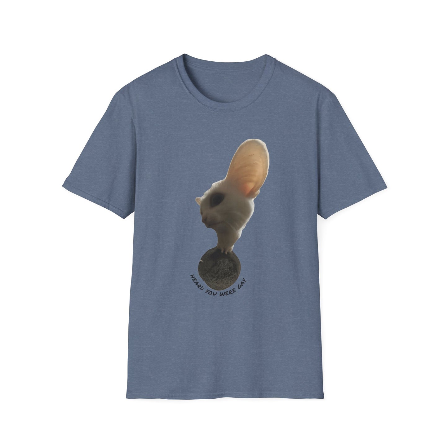 Heard you were 🏳️‍🌈- Cute Feline Graphic Unisex Softstyle T-Shirt – Perfect for Cat Lovers
