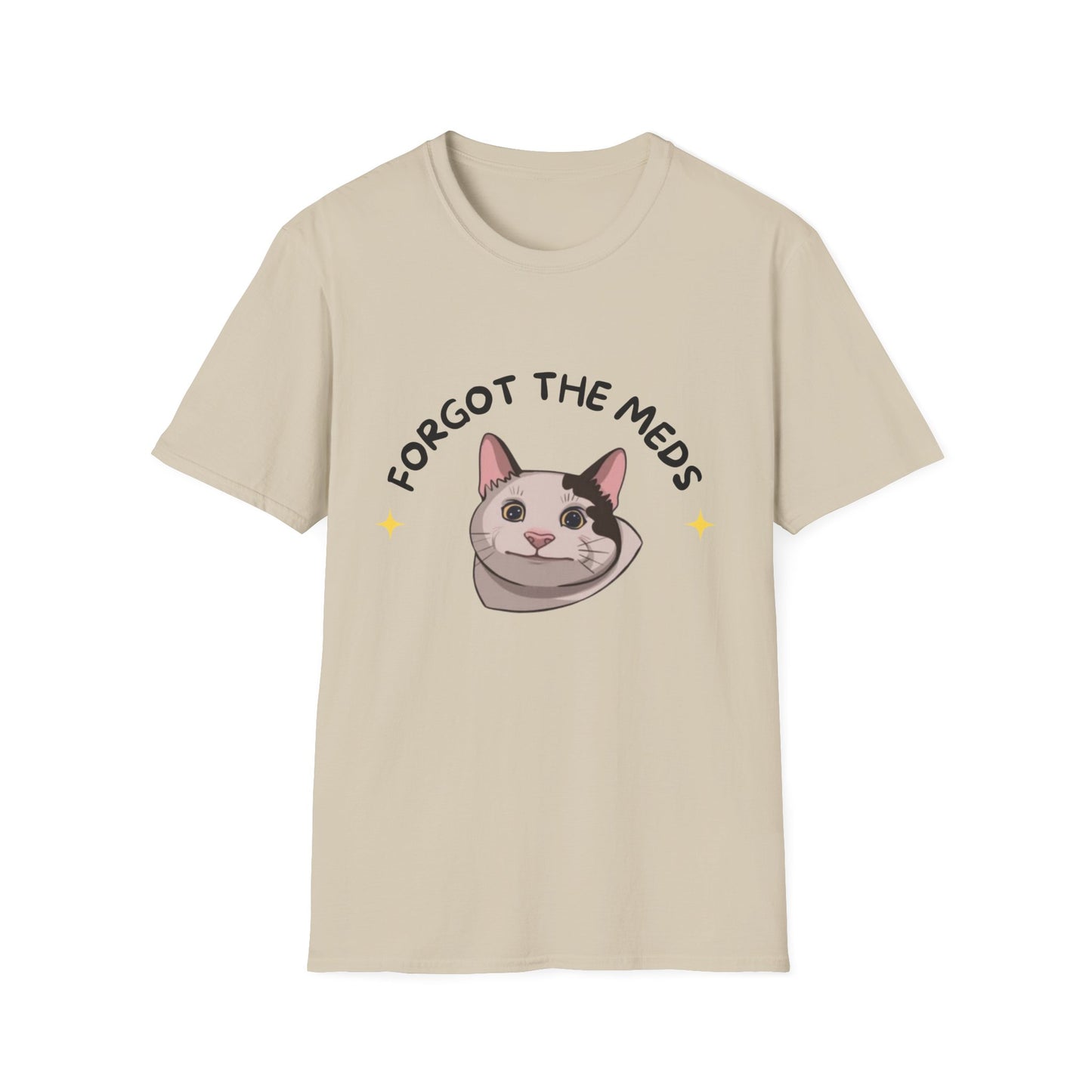 Funny Cat T-Shirt - 'Forgot The Meds' Unisex Softstyle Tee