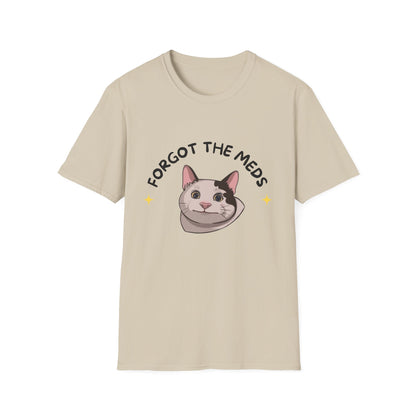 Funny Cat T-Shirt - 'Forgot The Meds' Unisex Softstyle Tee