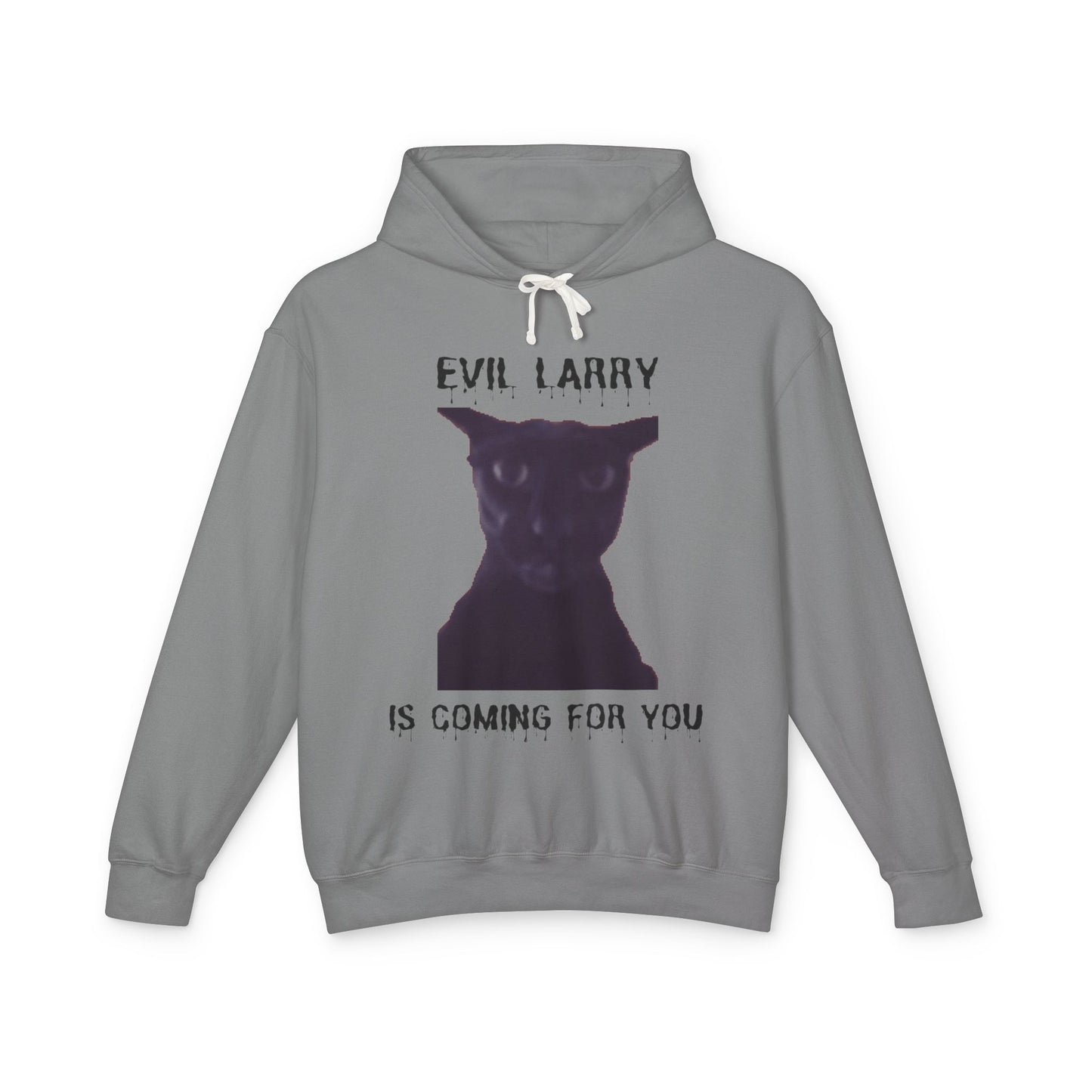 Evil Larry Unisex Lightweight Hooded Sweatshirt - Spooky Cat Design