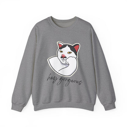 Hey Gorgeous Cat Unisex Heavy Blend Crewneck Sweatshirt