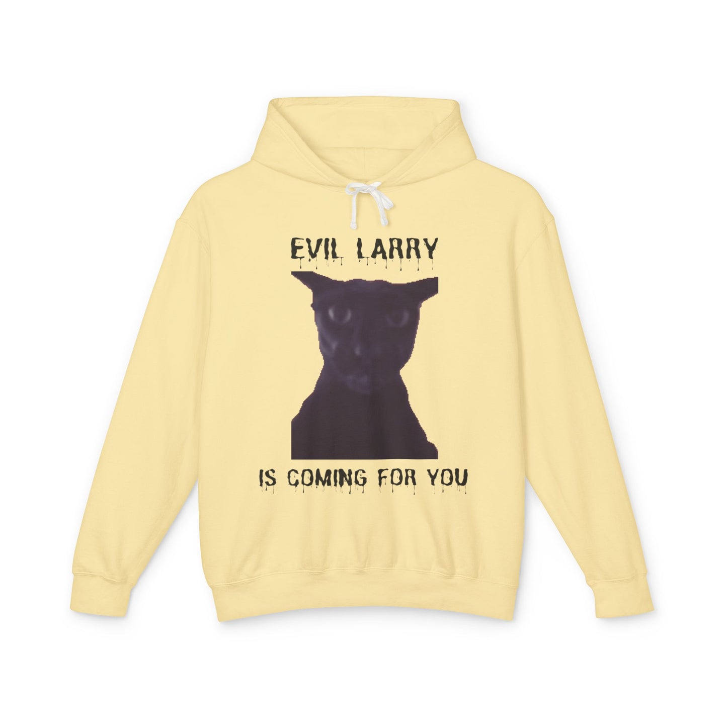 Evil Larry Unisex Lightweight Hooded Sweatshirt - Spooky Cat Design