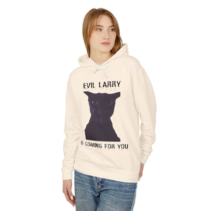 Evil Larry Unisex Lightweight Hooded Sweatshirt - Spooky Cat Design