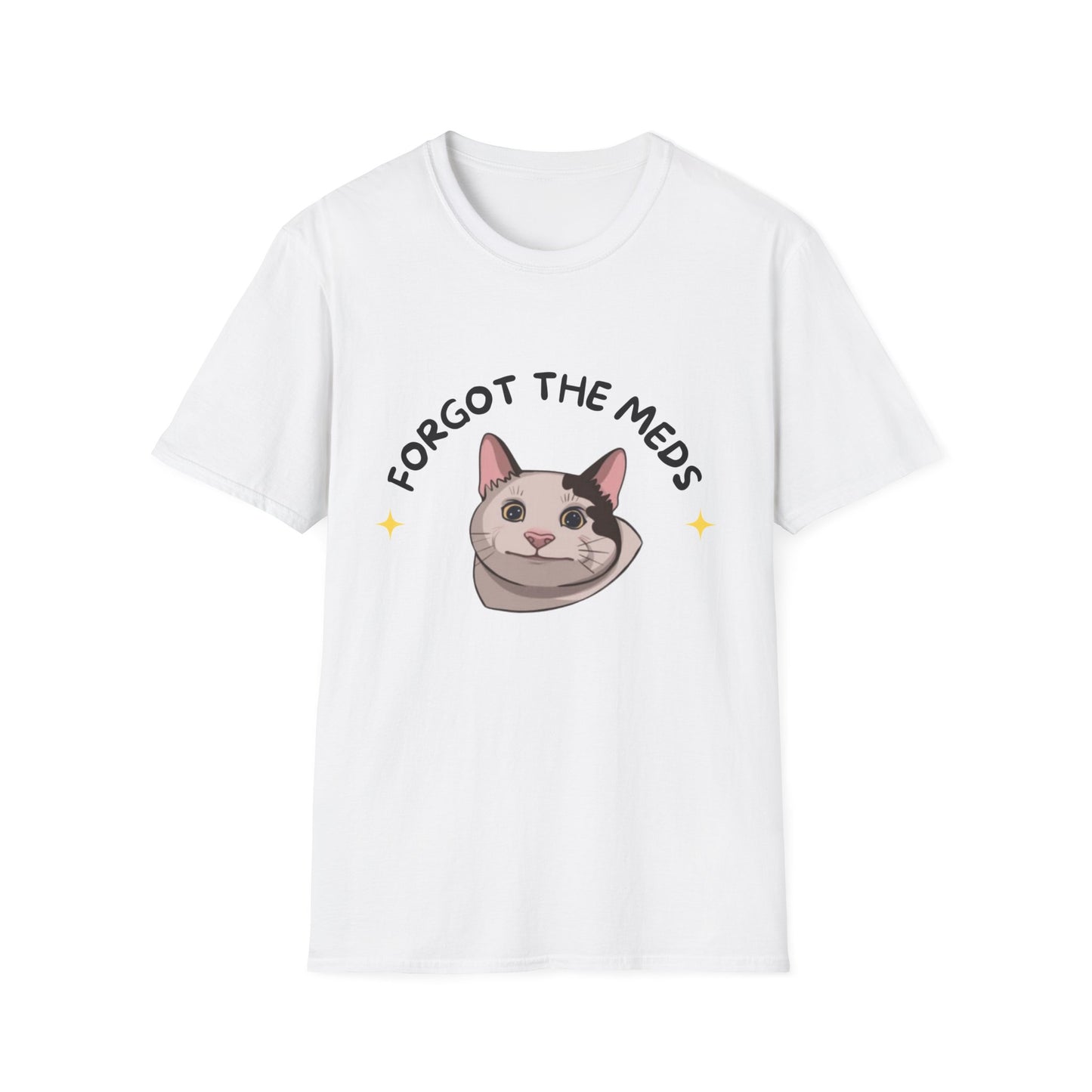 Funny Cat T-Shirt - 'Forgot The Meds' Unisex Softstyle Tee