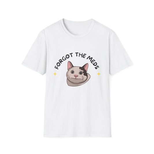 Funny Cat T-Shirt - 'Forgot The Meds' Unisex Softstyle Tee