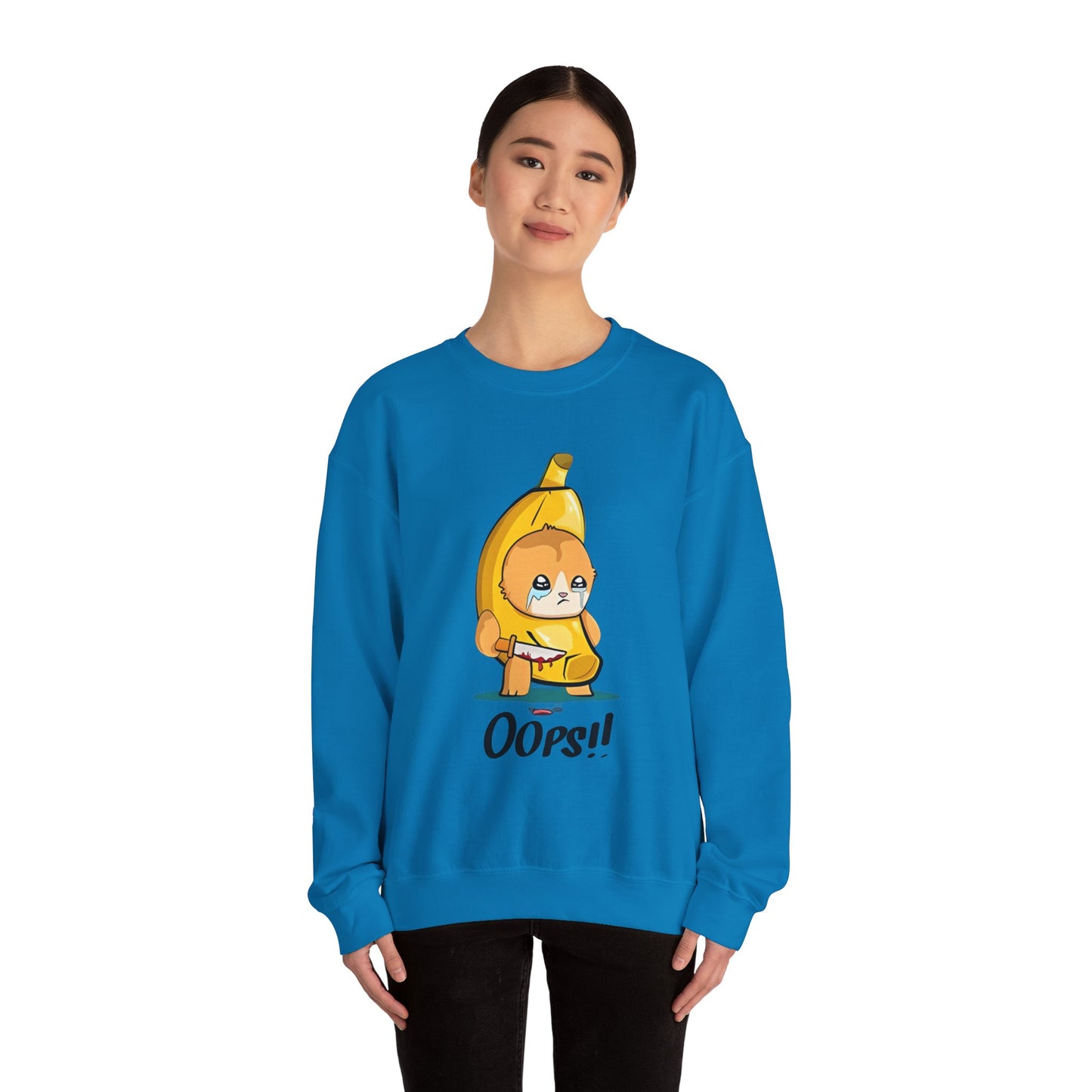 Oops!! Banana Kitty Sweatshirt - Unisex Heavy Blend™ Crewneck