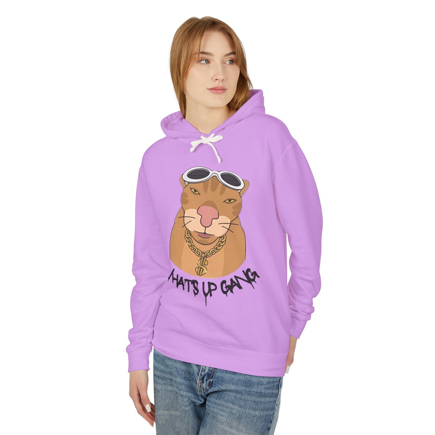 Cool Cat Unisex Lightweight Hooded Sweatshirt - Stylish & Fun Design