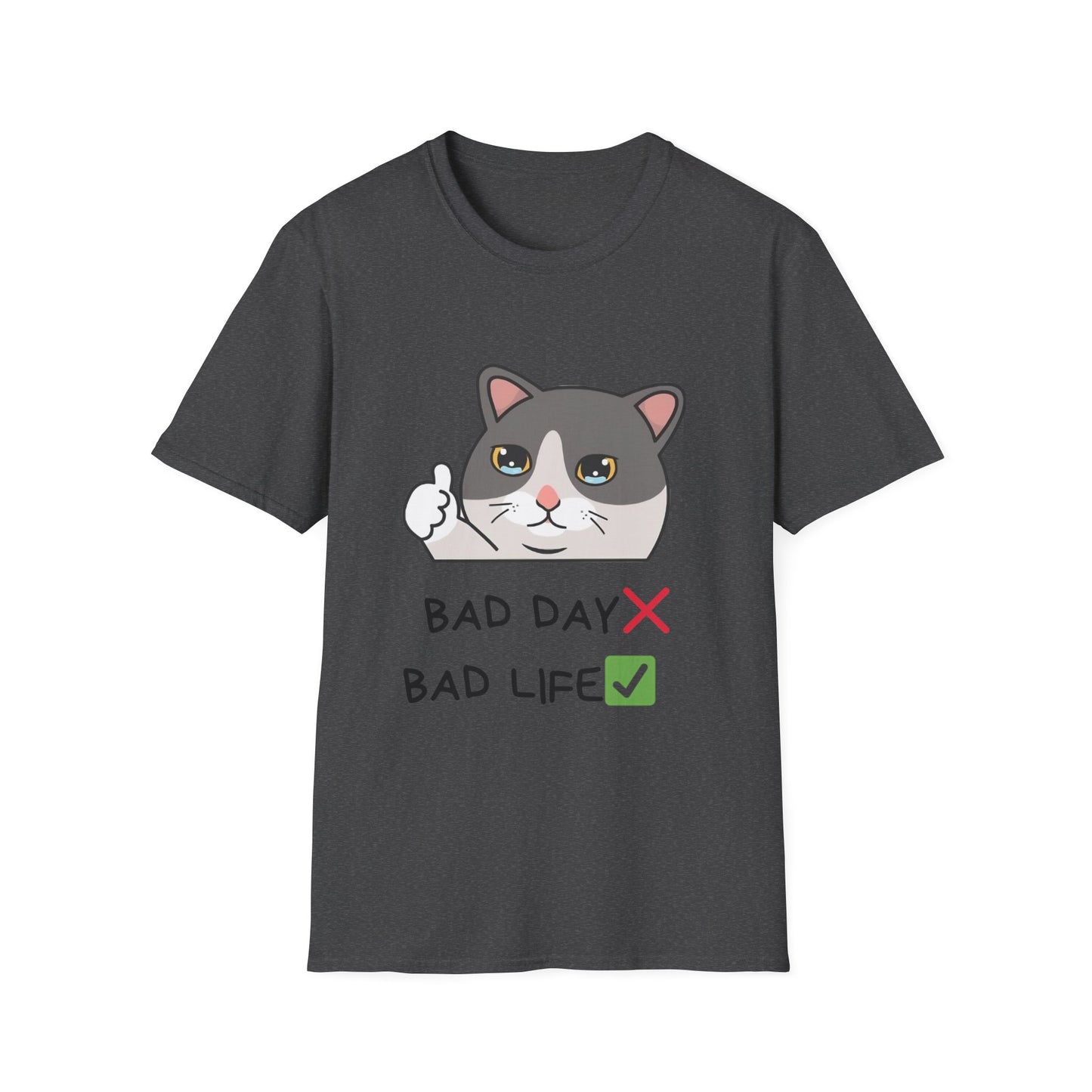 Cute Cat 'Bad Day' Unisex Softstyle T-Shirt - Perfect for Cat Lovers!