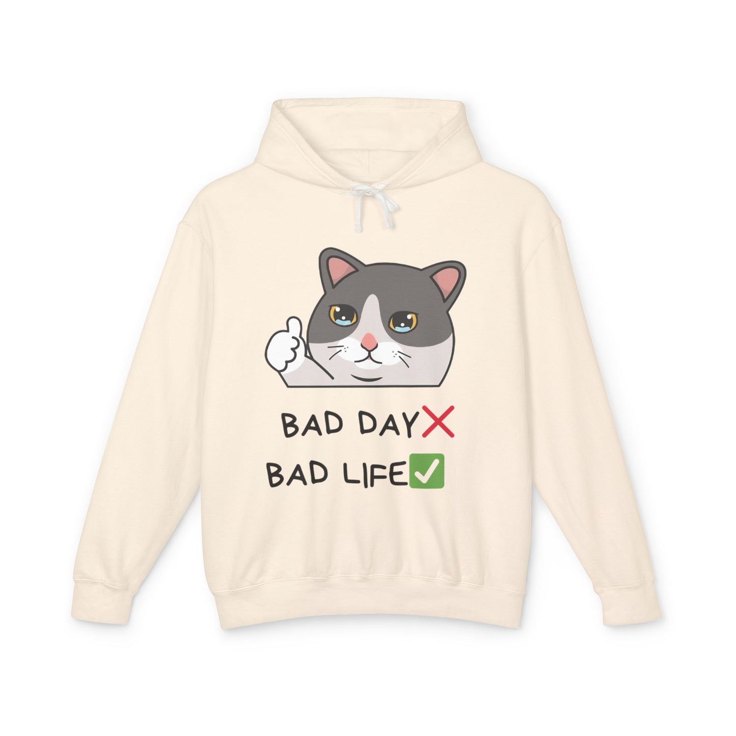 Bad Day Hoodie | Cute Cat Design | Unisex Lightweight Sweatshirt