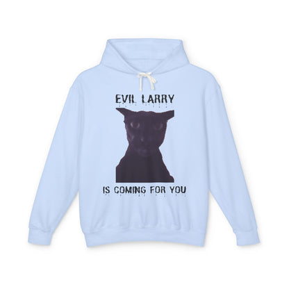 Evil Larry Unisex Lightweight Hooded Sweatshirt - Spooky Cat Design