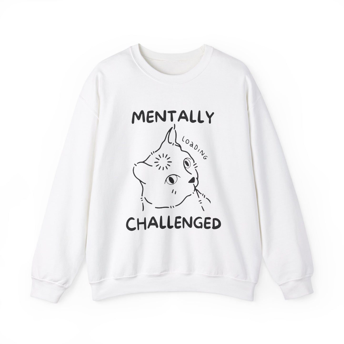 Mentally Challenged Cat Crewneck Sweatshirt - Unisex Heavy Blend™