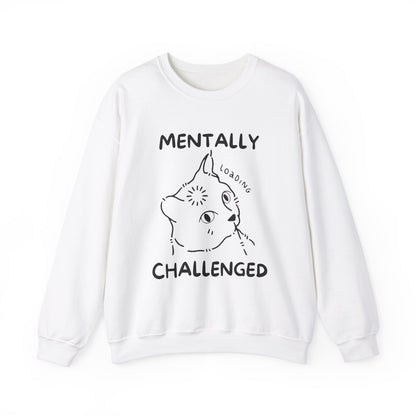 Mentally Challenged Cat Crewneck Sweatshirt - Unisex Heavy Blend™