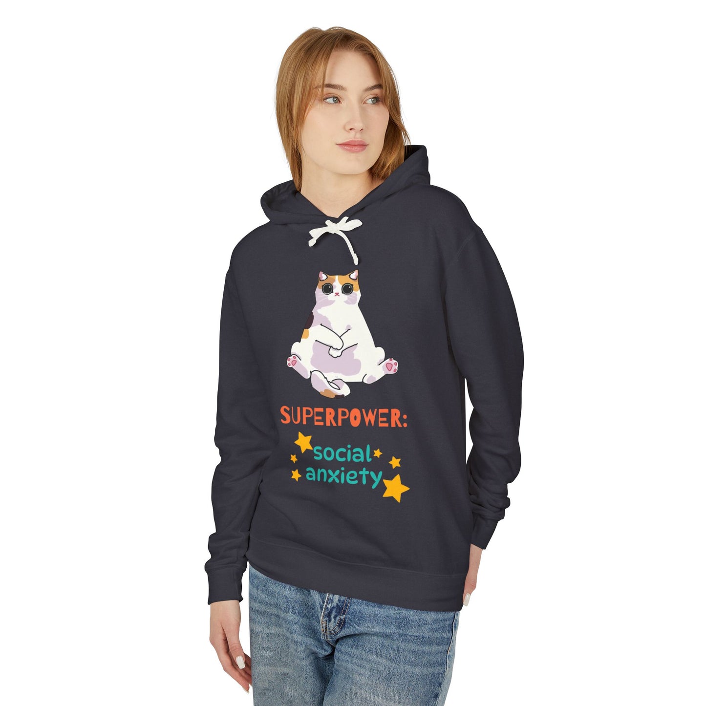 Superpower: Social Anxiety Unisex Lightweight Hooded Sweatshirt