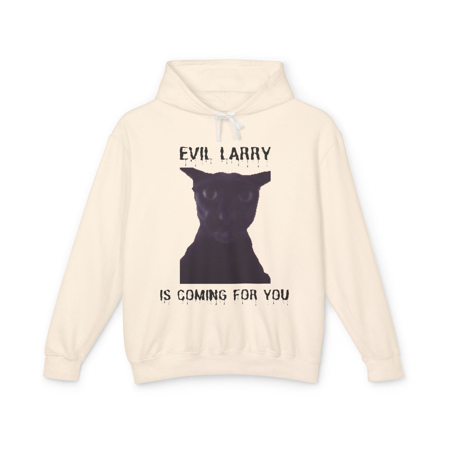 Evil Larry Unisex Lightweight Hooded Sweatshirt - Spooky Cat Design