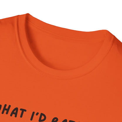 Cute Cat Sleepy Vibes Unisex Softstyle T-Shirt - "What I'd Rather Be Doing"