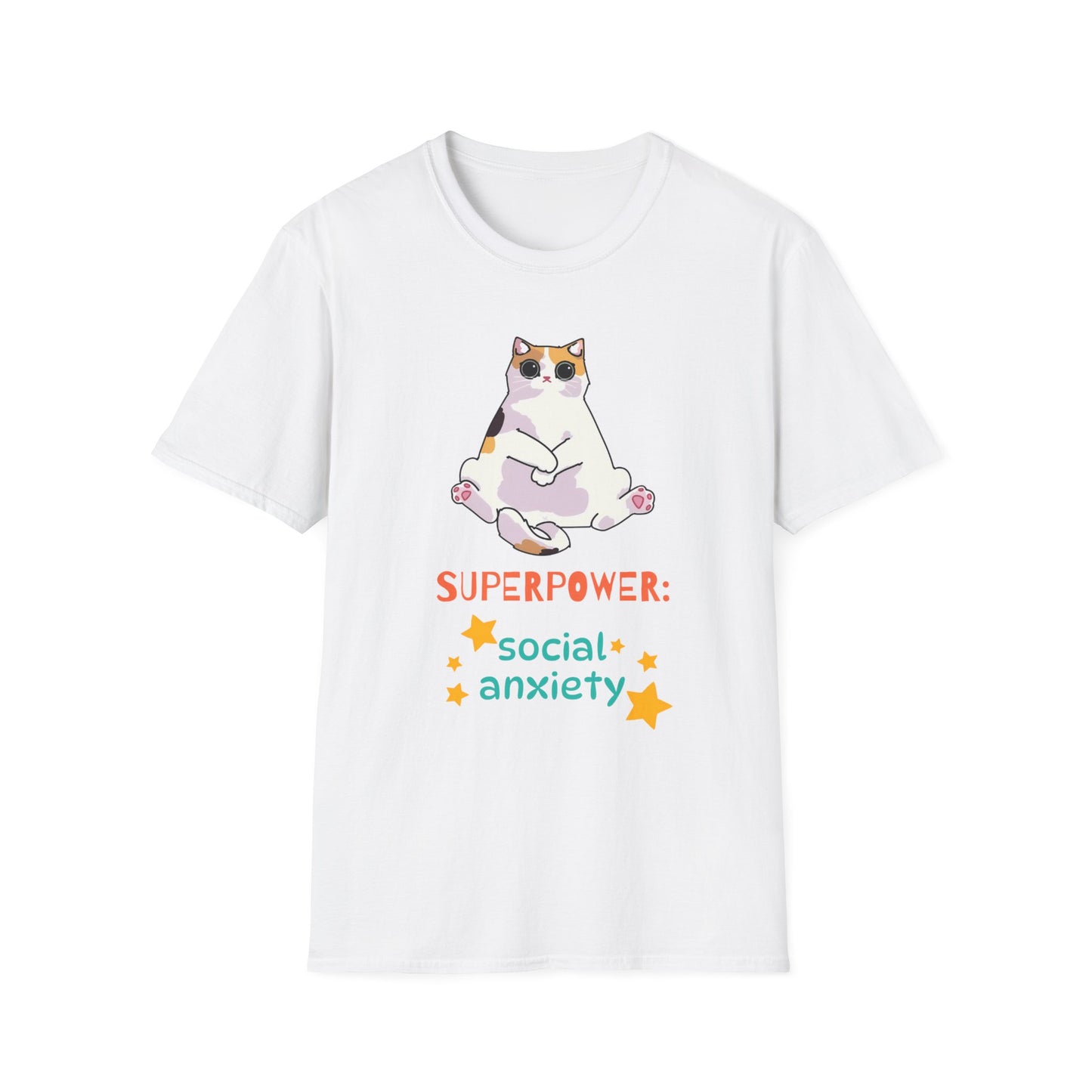 Superpower: Social Anxiety Unisex T-Shirt - Cute Cat Design