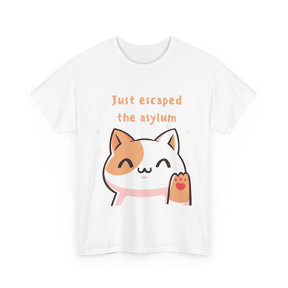 Just Escaped the Asylum Cat Unisex Heavy Cotton Tee - Fun & Quirky T-Shirt for Cat Lovers