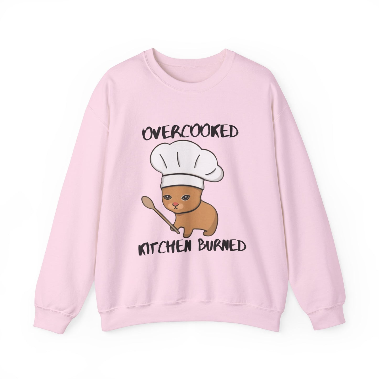 Funny Chef Cat Sweatshirt – 'Overcooked Kitchen Burned' Unisex Heavy Blend™ Crewneck