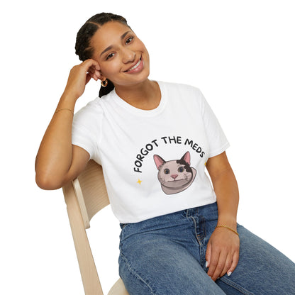 Funny Cat T-Shirt - 'Forgot The Meds' Unisex Softstyle Tee