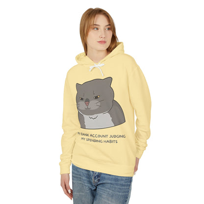 My Bank Account Judging Unisex Lightweight Hooded Sweatshirt - Funny Cat Hoodie for Casual Wear